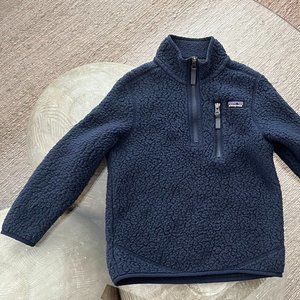Boys Patagonia Retropile ¼ Zip Used-Navy Blue
